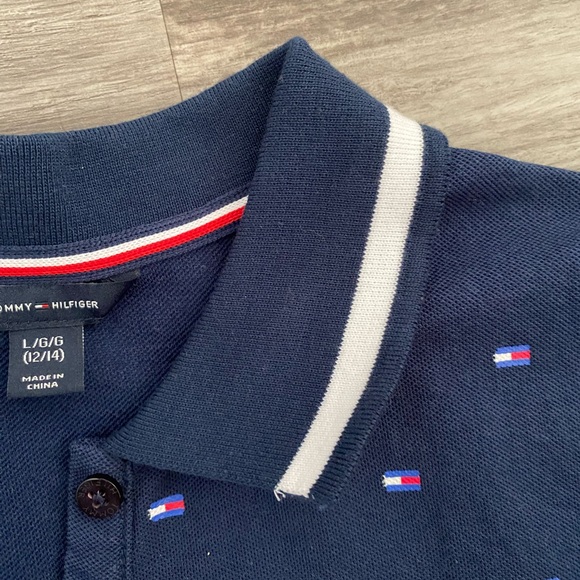 Tommy Hilfiger Navy Polo with Red and White Details Girls Dress size Large 12/14 - Picture 6 of 8